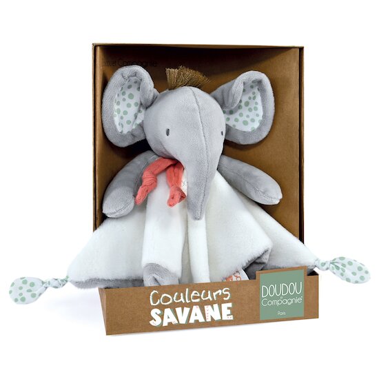 Couleurs Savane Doudou plat Elephant  de Doudou et Compagnie