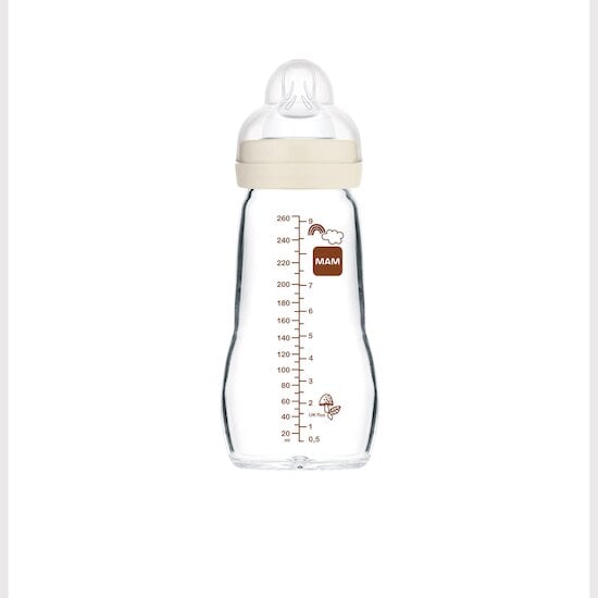 Biberon en verre Blanc 260 ml de Mam Biberon en verre Blanc 260 ml de Mam