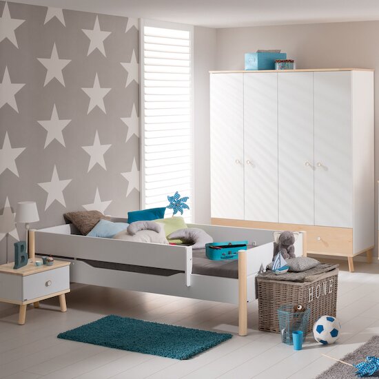 Ylvie Armoire 4 portes Blanc Craie/Beige Bouleau  de Paidi Ylvie Armoire 4 portes Blanc Craie/Beige Bouleau  de Paidi