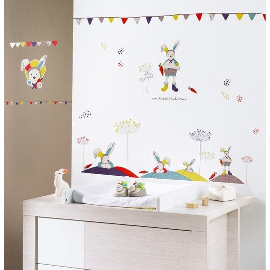 Stickers Chambre Fille - Lapins Bisous