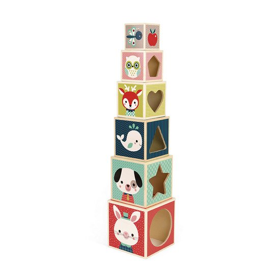 Pyramide 6 cubes baby forest bois Multicolore  de Janod