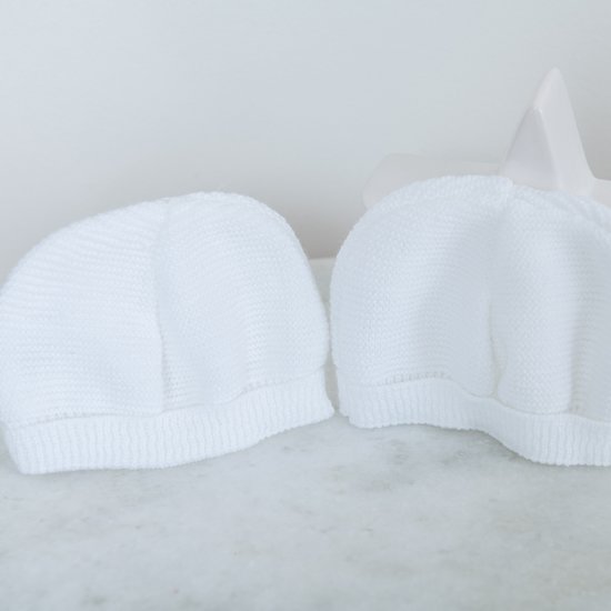Lot 2 bonnets de naissance Blanc 0-1 mois de La Manufacture de Layette
