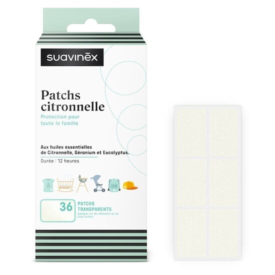 Pack de 36 patchs anti-moustiques citronnelle transparents  de Suavinex