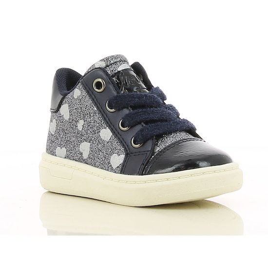 Chaussures montantes cœurs Navy  de P'tit Bisou premiers pas