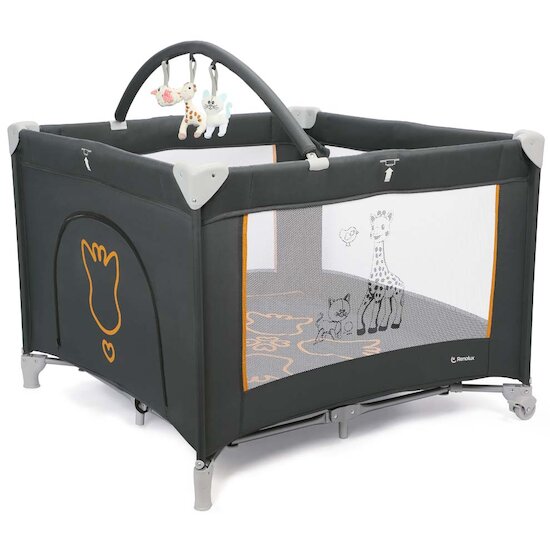 Parc bébé en bois hêtre à roulettes belami fond étoilé 97x97 cm - geuther  2233+NA 032 - Conforama