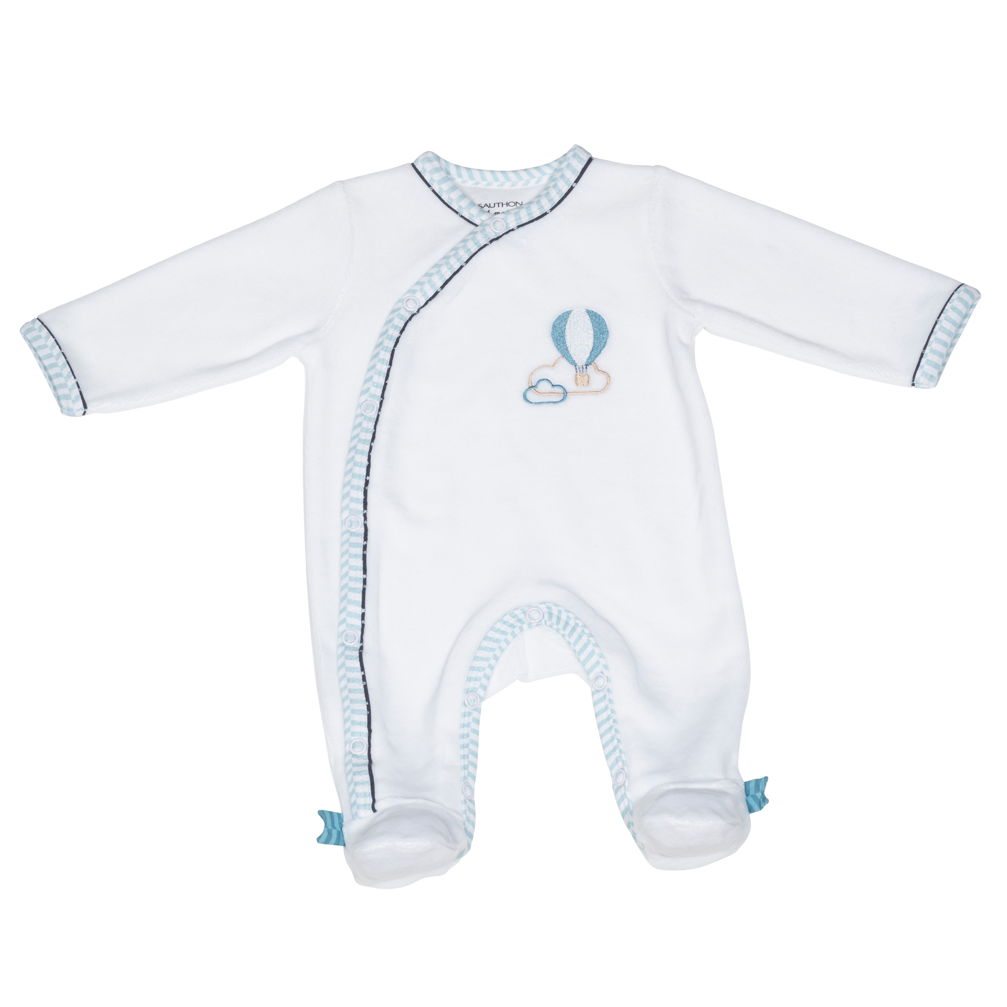 Lazare Pyjama Velours Blanc Bleu Ciel Naissance De Sauthon Baby Deco Pyjamas Garcon Aubert