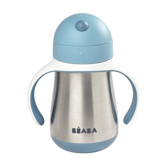 Tasse en inox avec paille Bleu 250 ml de Béaba Tasse en inox avec paille Bleu 250 ml de Béaba
