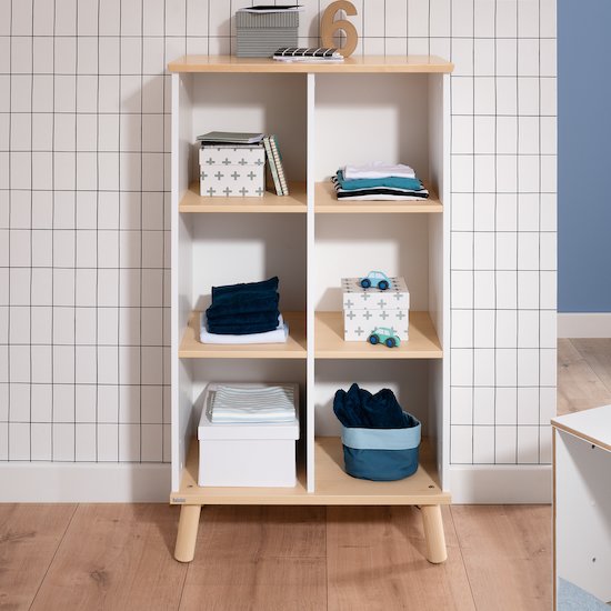Ylvie étagère ouverte 6 compartiments Blanc craie/Bouleau  de Paidi