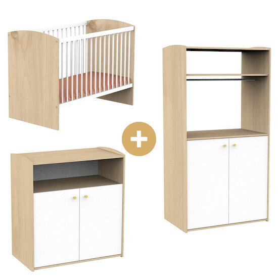 Chambre Alice : Lit bébé 60x120 cm + armoire + commode   de Sauthon Baby's Sweet Home Chambre Alice : Lit bébé 60x120 cm + armoire + commode   de Sauthon Baby's Sweet Home