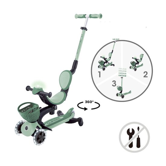 Trottinette évolutive GO UP BABY 360 LIGHTS Sauge  de Globber Trottinette évolutive GO UP BABY 360 LIGHTS Sauge  de Globber
