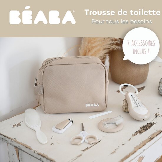 Trousse de toilette nomade 7 accessoires Argile  de Béaba Trousse de toilette nomade 7 accessoires Argile  de Béaba