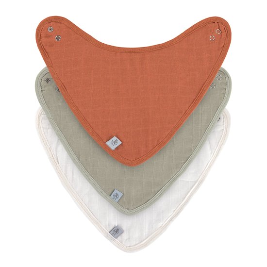 Lot de 3 bandanas en mousseline Rouille, olive, blanc cassé  de Lässig