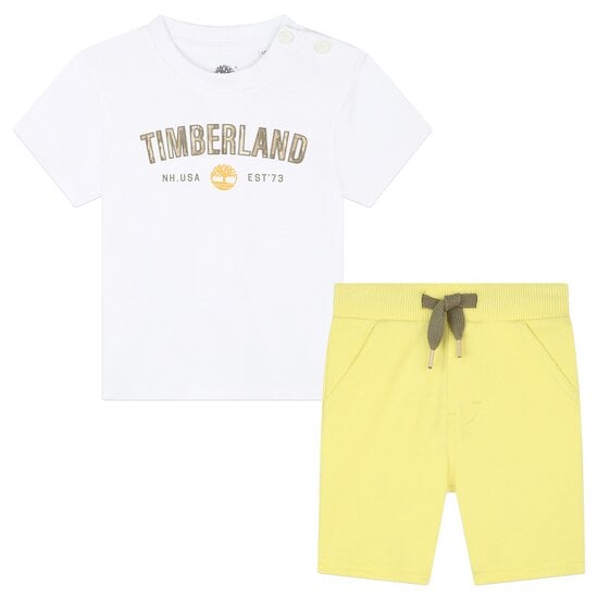 Ensemble t-shirt + short Blanc / Jaune  de Timberland