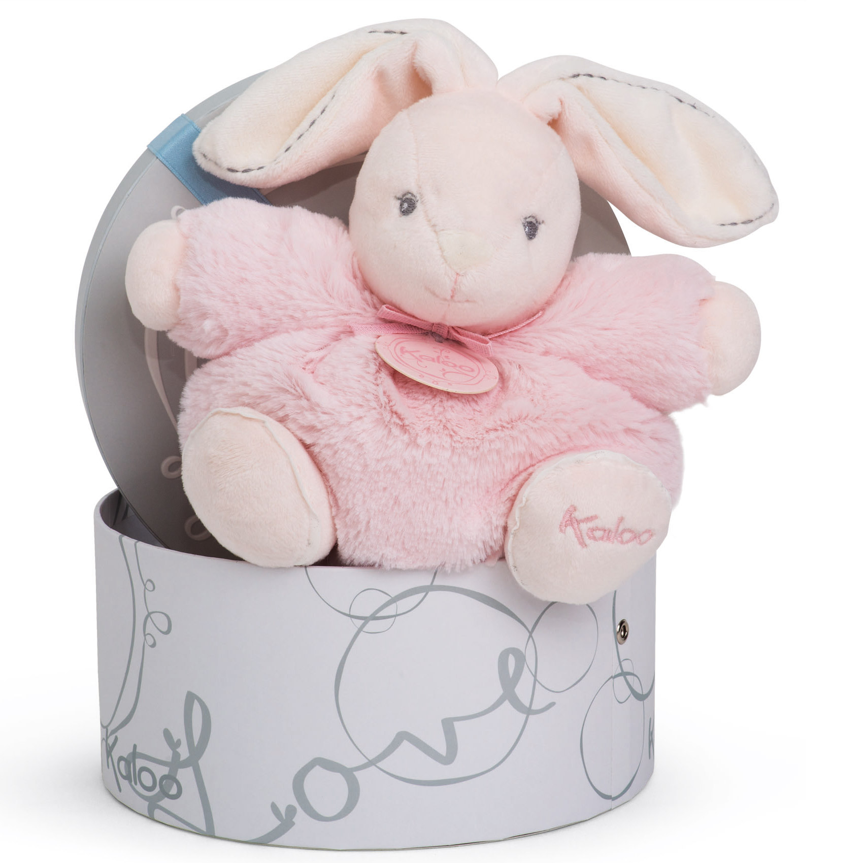 peluche lapin rose et blanc