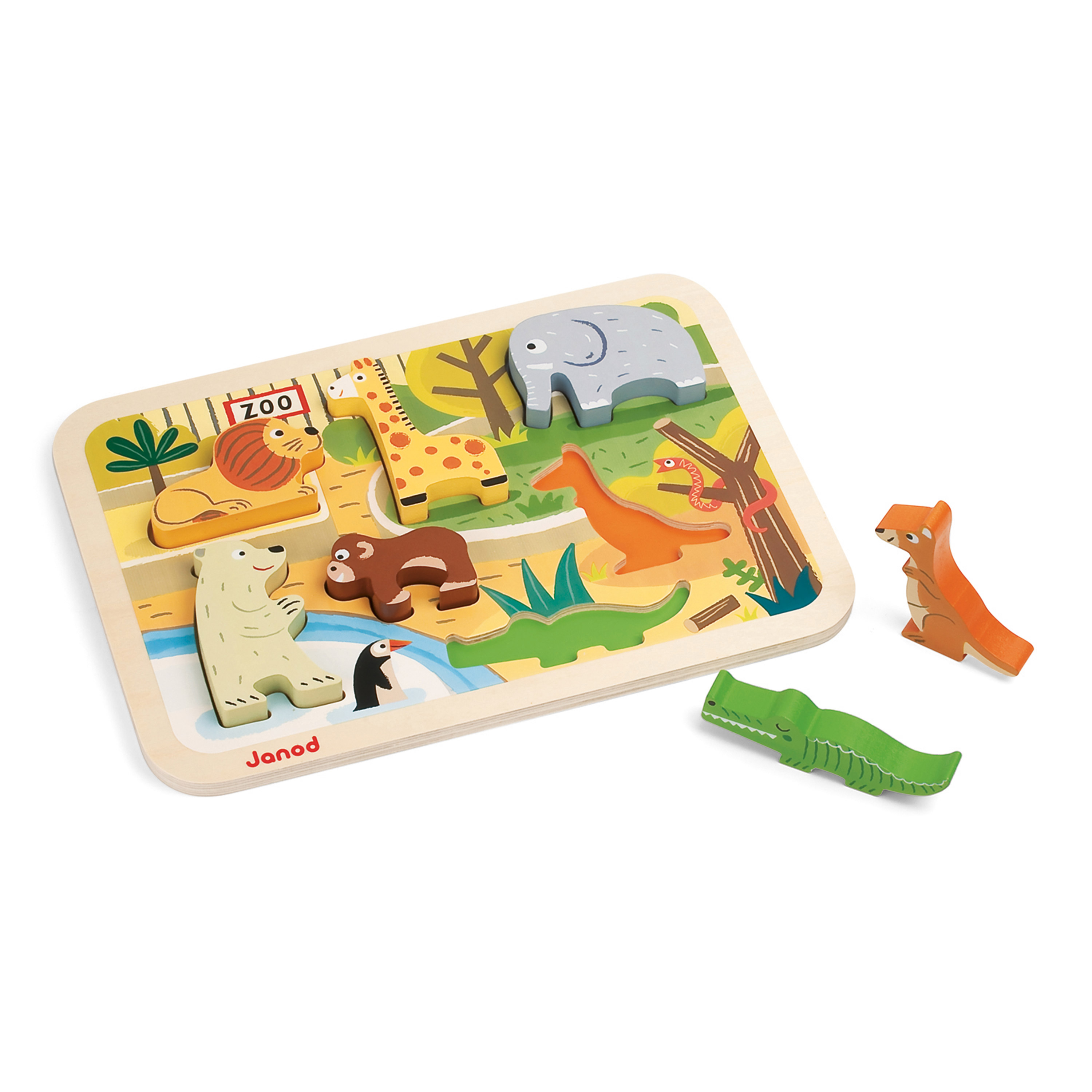 Puzzle Janod bois bébé - Set 3 puzzles animaux Ferme, pour bébé 18 mois -  Janod