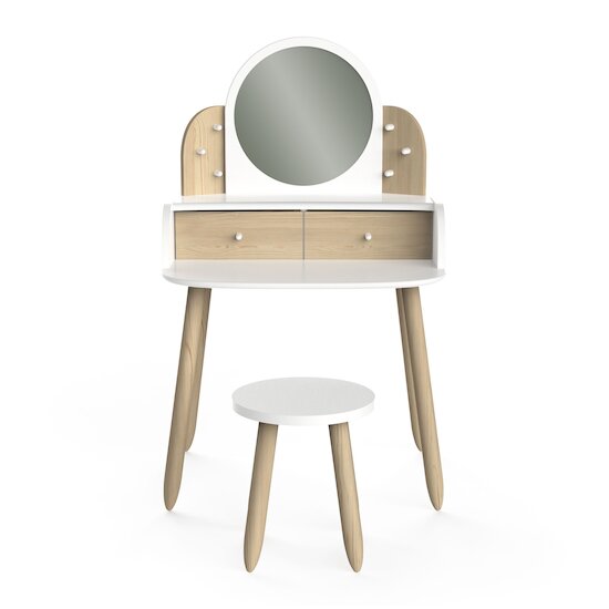 Lili Coiffeuse + tabouret Blanc / Beige  de CBA Meubles Lili Coiffeuse + tabouret Blanc / Beige  de CBA Meubles