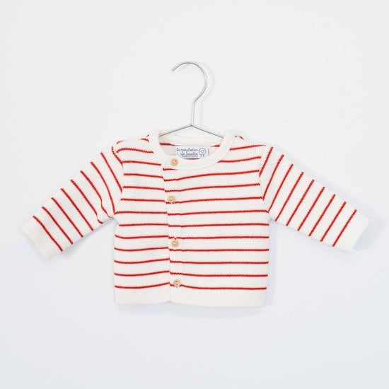 Cardigan Petits Marins Ecru/rouge  de La Manufacture de Layette