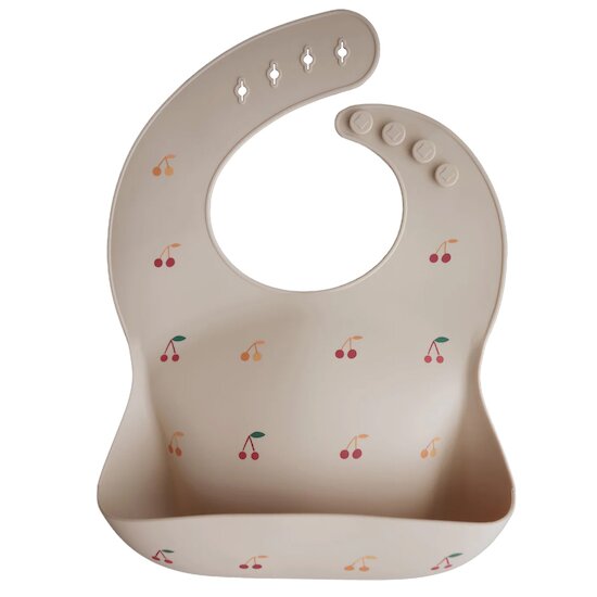 Bavoir en silicone Cherries de mushie Aubert Dernière chance sur la Puériculture !