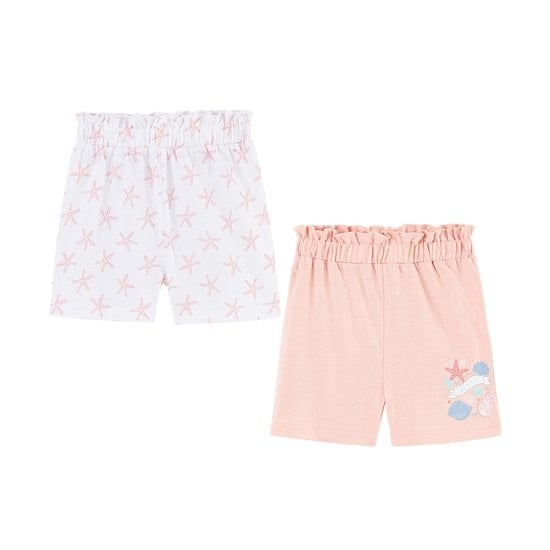 Lot de 2 shorts étoile Plage Rose  de P'tit bisou