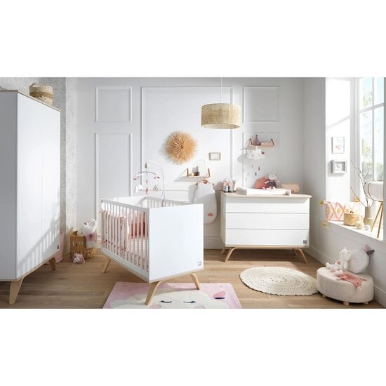 Chambre Serena : Lit 60x120 + Commode + Armoire   de Sauthon Baby's Sweet Home