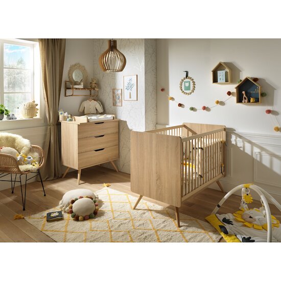 Chambre Sixties : Lit 60 x 120 + Commode + Armoire   de Sauthon Baby's Sweet Home Chambre Sixties : Lit 60 x 120 + Commode + Armoire   de Sauthon Baby's Sweet Home