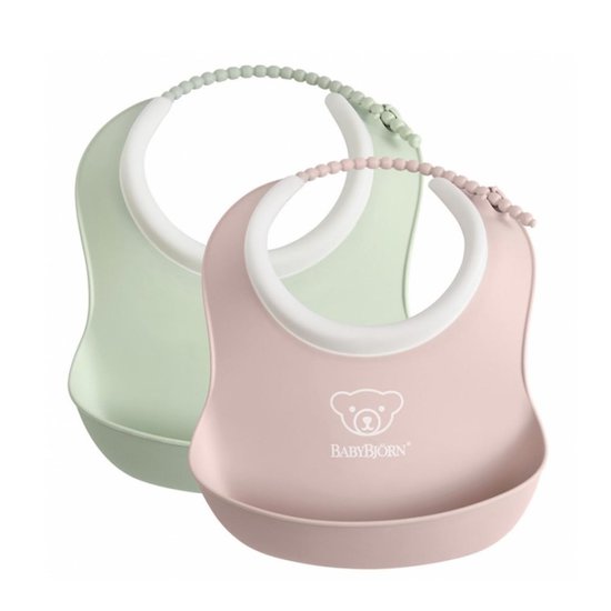 Lot de 2 mini bavoirs  Vert/Rose  de BabyBjörn