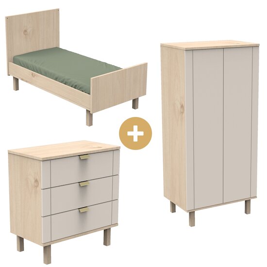 Chambre Solène : Lit bébé 70 x 140 cm + Armoire + Commode   de Sauthon Baby's Sweet Home Chambre Solène : Lit bébé 70 x 140 cm + Armoire + Commode   de Sauthon Baby's Sweet Home
