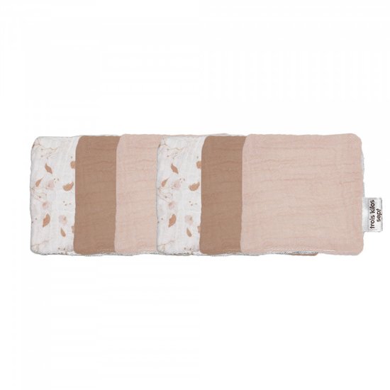 Rose & Lili Lot de 6 lingettes lavables Rose  de Trois Kilos Sept