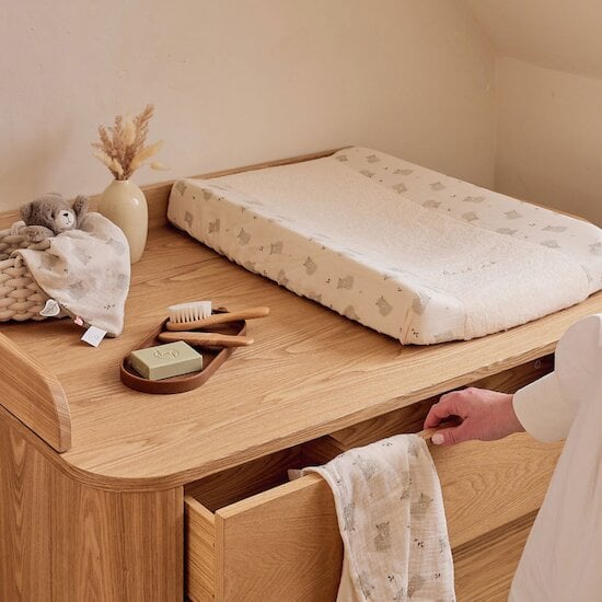 Housse de matelas à langer Fluffy, Orso et Lily Écrue  de Noukies