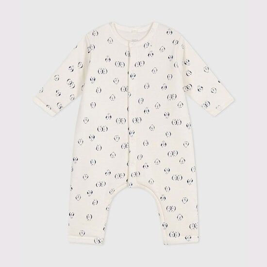 Combinaison ouatinée bébé en coton imprimé pingouins Milk / Soir  de Petit Bateau