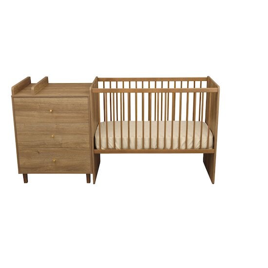 Mokka Lit Combiné Évolutif Chêne 60 x 120 cm de Sauthon Baby's Sweet Home