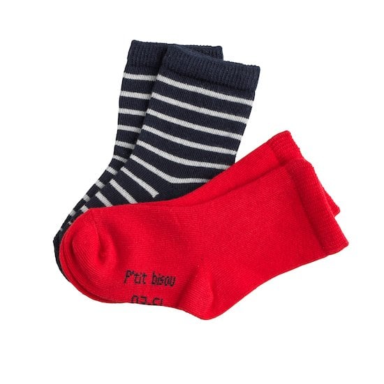 Marin d'hiver Lot 2 paires de chaussettes Rouge / Rayures  de Marèse
