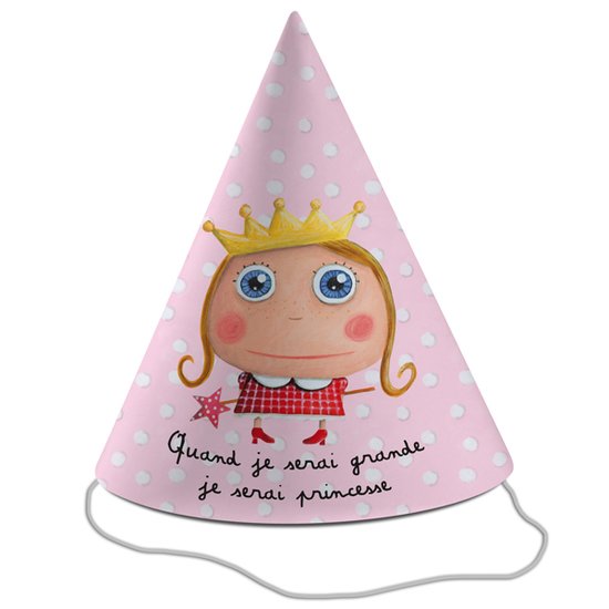 6 chapeaux carton Princesse  de Label Tour