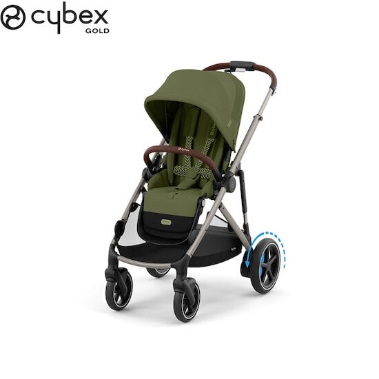 Poussette e-Gazelle S + Panier shopping Châssis Taupe - Moss Green  de CYBEX Poussette e-Gazelle S + Panier shopping Châssis Taupe - Moss Green  de CYBEX