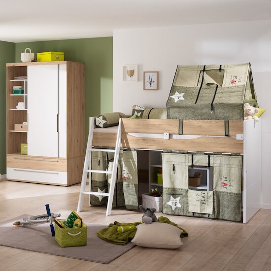 Remo/Fionn Armoire portes coulissantes 2 tiroirs Blanc/Epicéa  de Paidi Remo/Fionn Armoire portes coulissantes 2 tiroirs Blanc/Epicéa  de Paidi