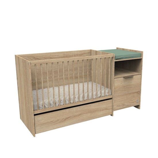 Azur Lit bébé combiné transformable Chêne doré  de Sauthon Baby's Sweet Home Azur Lit bébé combiné transformable Chêne doré  de Sauthon Baby's Sweet Home