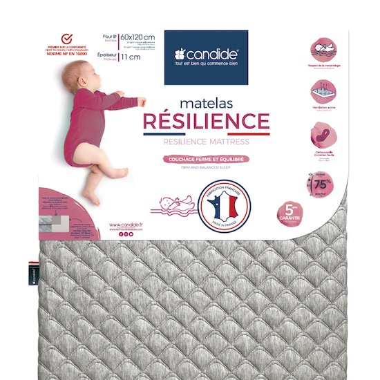 Matelas resilience Gris 60 x 120 cm de Candide