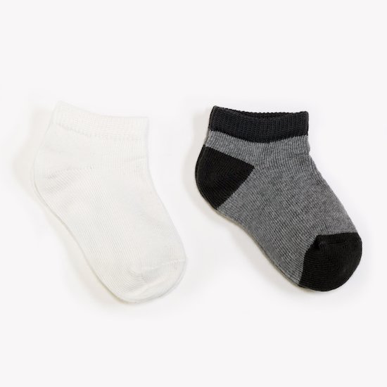 Lot de 2 mi-chaussettes Trop chou Blanc/gris  de P'tit bisou