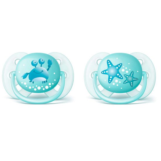 Lot de 2 sucettes peach douce Bleu 0-6 mois de Philips AVENT