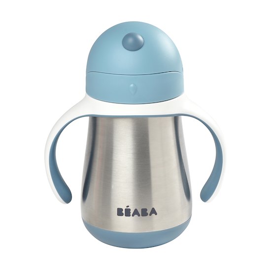 Tasse en inox avec paille Bleu 250 ml de Béaba Tasse en inox avec paille Bleu 250 ml de Béaba