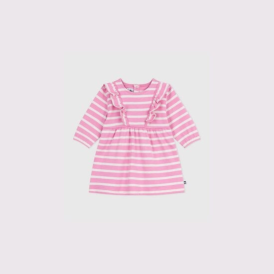 Robe bébé en coton manches longues rayée Boudoir / Milk  de Petit Bateau