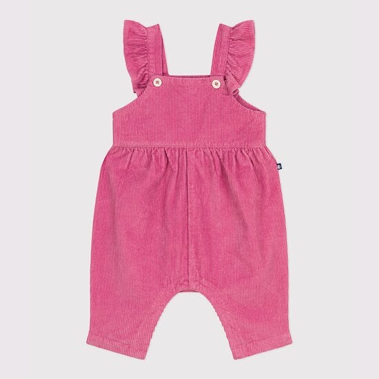Salopette bébé en velours côtelé uni à volants et jambes longues Boudoir  de Petit Bateau