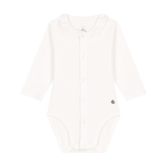 Body manches longues à collerette en coton bébé Blanc marshmallow  de Petit Bateau