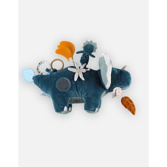 Peluche d'activités Ops en Veloudoux et mousseline de coton BIO Bleu  de Noukies Peluche d'activités Ops en Veloudoux et mousseline de coton BIO Bleu  de Noukies