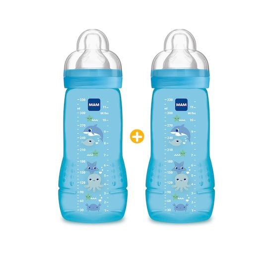 Lot de 2 biberon 2ème âge 330ml Bleu 330 ml de Mam