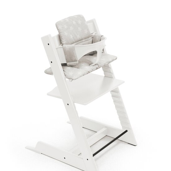 Tripp Trapp® Pack Chaise haute + Baby Set + Coussin Blanc / Silver  de Stokke® Tripp Trapp® Pack Chaise haute + Baby Set + Coussin Blanc / Silver  de Stokke®
