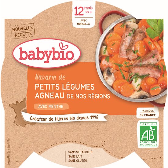 Assiette navarin de petits léumes et agneau de nos régions à la menthe  230 g de Babybio