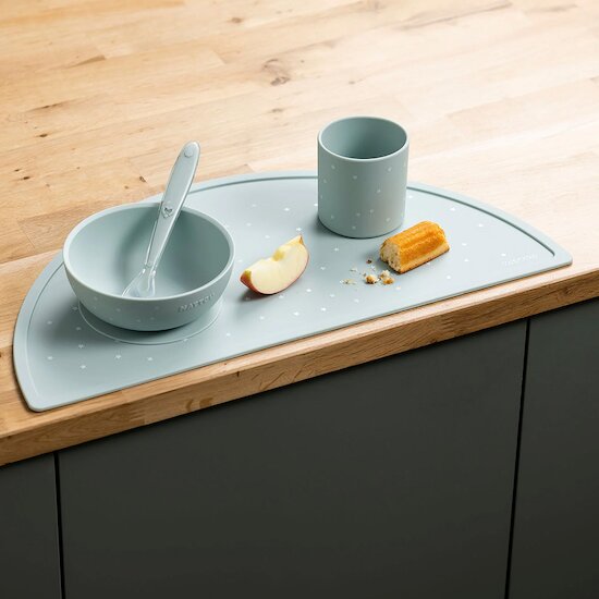 Set repas 4 pièces en silicone Vert / étoiles  de Nattou Set repas 4 pièces en silicone Vert / étoiles  de Nattou