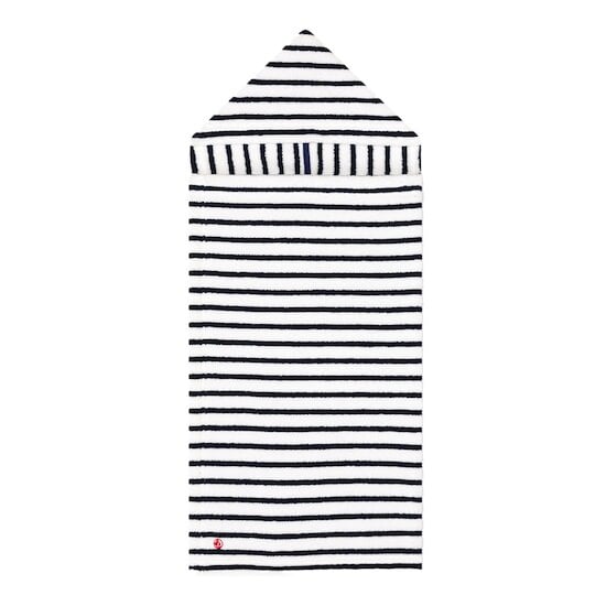 Cape de bain à rayures bébé en éponge Lait/medieval Taille unique de Petit Bateau