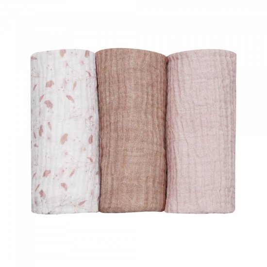 Rose & Lili Lot de 3 langes Rose 70 x 70 cm de Trois Kilos Sept